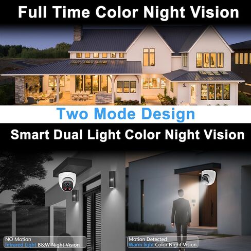 5MP Full Color PoE IP Security Camera, Two Way Talk, SD Card Slot | P2P, H.265 Turret Dome IP Camera, Support P2P, Smart Dual Light, 98ft Night Vision, 110°Wide Angle, Human/Vehicle Detection in Saudi Arabia