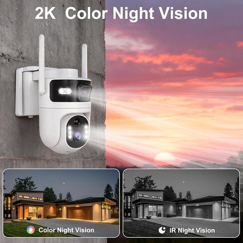 Dual Lens 4G LTE Cellular Security Camera Outdoor,365 Days Unlimited Data | 2K Wireless Solar Security Camera,PTZ with 360°Auto Tracking,2K Color Night Vision,PIR Motion Sensor,64GB Storage in Kuwait