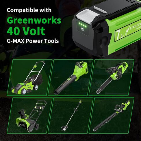 2 Pack Replacement for Greenworks 40V Battery, Compatible with Greenworks 40 Volt Battery 7500mAh, Fits 29462 29472 29252 20202 22262 25312 25322 G-MAX Cordless Outdoor Power Tools in Kuwait