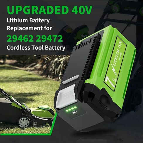 2 Pack Replacement for Greenworks 40V Battery, Compatible with Greenworks 40 Volt Battery 7500mAh, Fits 29462 29472 29252 20202 22262 25312 25322 G-MAX Cordless Outdoor Power Tools in Kuwait