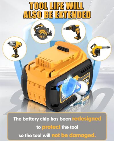 2Pack 9.0Ah Replacement for Dewalt 60V FlexVolt Battery Compatible with Dewalt 20V Battery and Charger DCB609 DCB606 DCB612 DCB200 DCB201 DCB203 DCB204 DCB206 DCB207 DCB209 Cordless Tools in Kuwait