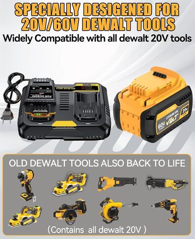 2Pack 9.0Ah Replacement for Dewalt 60V FlexVolt Battery Compatible with Dewalt 20V Battery and Charger DCB609 DCB606 DCB612 DCB200 DCB201 DCB203 DCB204 DCB206 DCB207 DCB209 Cordless Tools in Kuwait