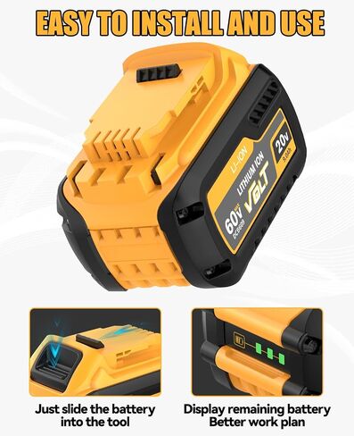 2Pack 9.0Ah Replacement for Dewalt 60V FlexVolt Battery Compatible with Dewalt 20V Battery and Charger DCB609 DCB606 DCB612 DCB200 DCB201 DCB203 DCB204 DCB206 DCB207 DCB209 Cordless Tools in Kuwait