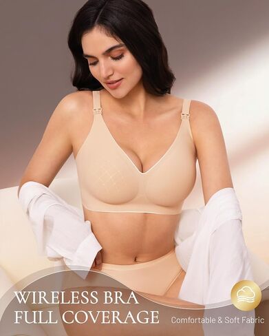 Gailife 3 Pack Nursing Bras for Breastfeeding Seamless Wireless V Neck Maternity Bras for Pregnancy Comfort Breathable Sleep Bralette L-BKBGGR in Saudi Arabia