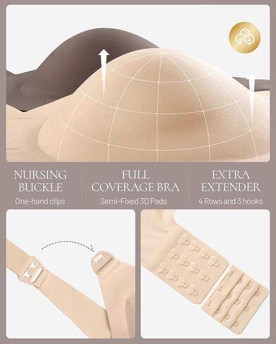 Gailife 3 Pack Nursing Bras for Breastfeeding Seamless Wireless V Neck Maternity Bras for Pregnancy Comfort Breathable Sleep Bralette L-BKBGGR in Saudi Arabia
