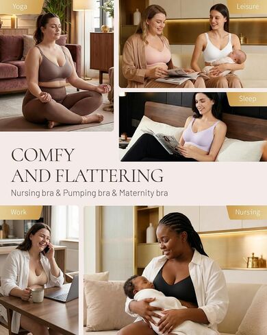 Gailife 3 Pack Nursing Bras for Breastfeeding Seamless Wireless V Neck Maternity Bras for Pregnancy Comfort Breathable Sleep Bralette L-BKBGGR in Saudi Arabia