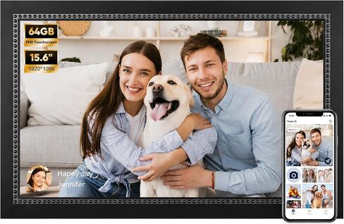 Digital Picture Frame 15.6 Inch Digital Photo Frame with 64GB Storage, 1920 * 1080 IPS FHD Touchscreen, WiFi Smart Frame Share Photos and Videos via AiMOR App, Gift for Parents, Birthday, Women in Saudi Arabia