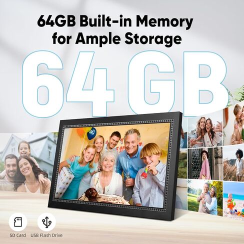 Digital Picture Frame 15.6 Inch Digital Photo Frame with 64GB Storage, 1920 * 1080 IPS FHD Touchscreen, WiFi Smart Frame Share Photos and Videos via AiMOR App, Gift for Parents, Birthday, Women in Saudi Arabia