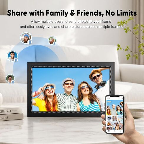 Digital Picture Frame 15.6 Inch Digital Photo Frame with 64GB Storage, 1920 * 1080 IPS FHD Touchscreen, WiFi Smart Frame Share Photos and Videos via AiMOR App, Gift for Parents, Birthday, Women in Saudi Arabia