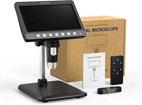 Microscope, Digital Electron Portable 5MP 7" Display Photo Video with 8LED Light 1200x Zoom Battery for Lab,for Homeschool Lab in Kuwait