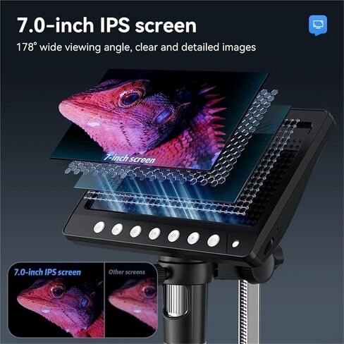 Microscope, Digital Electron Portable 5MP 7" Display Photo Video with 8LED Light 1200x Zoom Battery for Lab,for Homeschool Lab in Kuwait