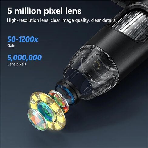 Microscope, Digital Electron Portable 5MP 7" Display Photo Video with 8LED Light 1200x Zoom Battery for Lab,for Homeschool Lab in Kuwait