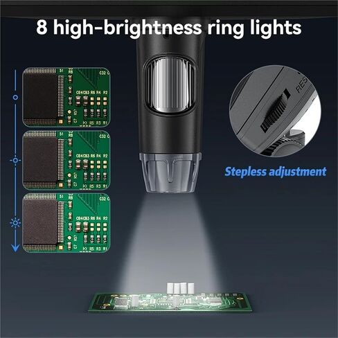 Microscope, Digital Electron Portable 5MP 7" Display Photo Video with 8LED Light 1200x Zoom Battery for Lab,for Homeschool Lab in Kuwait