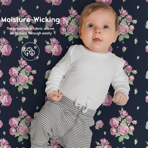 Yoofoss 2-Pack Baby Crib Sheets for Girls 52x28 (Pink+Cherry) | Soft & Breathable & Cozy, Fitted Crib Mattress Cover Set for Baby Bed and Toddler Mattress in Kuwait