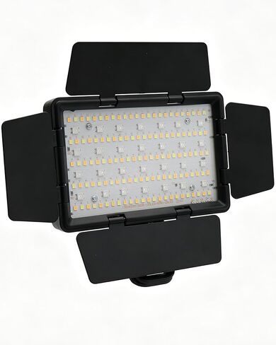 RGB LED Video Light Panel with Barndoor, 2700K-6500K Bicolor, 2000mAh Rechargeable for Photography, Video Recording, and Studio Filming in Saudi Arabia