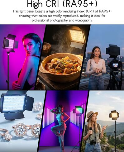 RGB LED Video Light Panel with Barndoor, 2700K-6500K Bicolor, 2000mAh Rechargeable for Photography, Video Recording, and Studio Filming in Saudi Arabia