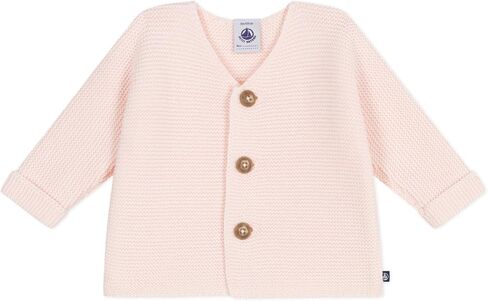 Petit Bateau Girl Babies' Moss Stitch Cotton Cardigan Light Pink Sizes 3-18 Months in Saudi Arabia