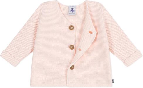 Petit Bateau Girl Babies' Moss Stitch Cotton Cardigan Light Pink Sizes 3-18 Months in Saudi Arabia