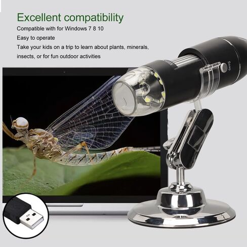 50X‑1600X Magnification Digital Microscope with 8 LED Lights Portable Pocket Handheld USB Microscopes for Windows7 8 10, for mac10.13 in Saudi Arabia
