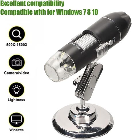 50X‑1600X Magnification Digital Microscope with 8 LED Lights Portable Pocket Handheld USB Microscopes for Windows7 8 10, for mac10.13 in Saudi Arabia