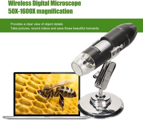 50X‑1600X Magnification Digital Microscope with 8 LED Lights Portable Pocket Handheld USB Microscopes for Windows7 8 10, for mac10.13 in Saudi Arabia
