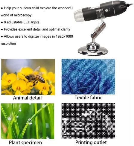 50X‑1600X Magnification Digital Microscope with 8 LED Lights Portable Pocket Handheld USB Microscopes for Windows7 8 10, for mac10.13 in Saudi Arabia