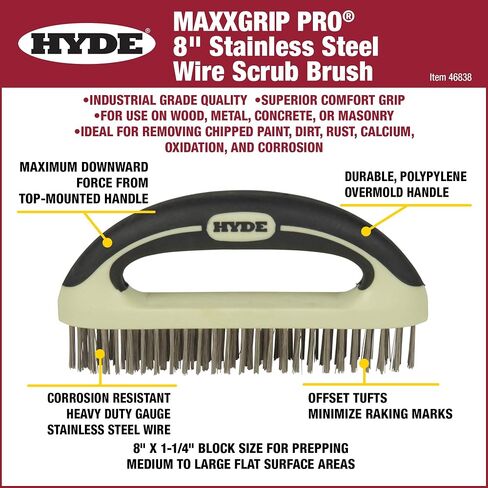 Hyde 46838 MAXXGRIP PRO Wire Brush, 8-Inch, Beige in Saudi Arabia