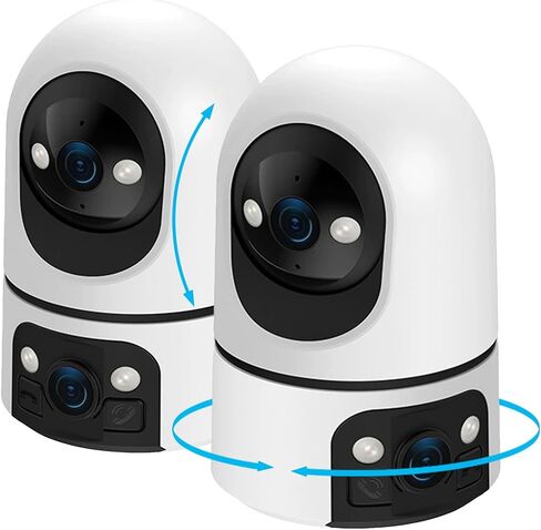 2K Dual Lens Indoor Pan Tilt Security Camera, WiFi Home Surveillance Cam, Dual Light Full Color Night Vision, 2-Way Audio Motion Detection, 300° Pan 60° Tilt for Pet Baby Home Shop Monitoring in Saudi Arabia