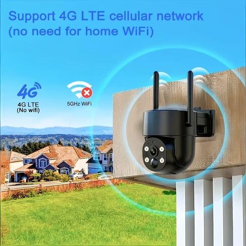 4G LTE Solar Security Camera Wireless Outdoor,5MP 360° PTZ Panoramic with AI Human Detection Auto Tracking,Color Night Vision, Two-Way Audio,Waterproof,7500mAh Battery Built,TF/Cloud Storage in Kuwait