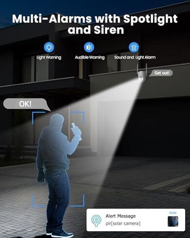 Security Camera Wireless Outdoor, 2K Solar Security Camera and 5MP Solar Camera Outdoor Wireless, Battery Powered 360°PTZ Camera(4 Pack) in Kuwait