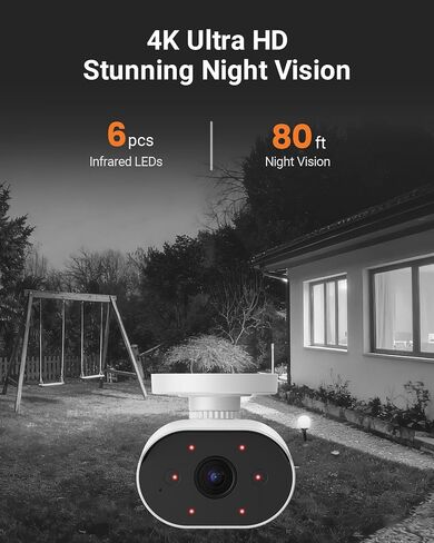 Anlapus 4K Add-On Camera, 8MP Outdoor Indoor Home Surveillance Wired Security Camera with Audio, Night Vision, IP66 Weatherproof, Motion Detection, Only Compatible with Anlapus 4K DVR System in Kuwait