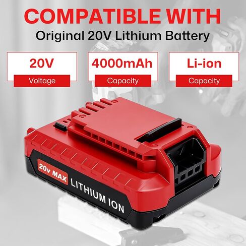 【2-Pack 20V 4000mAh】PCC685L Replacement for Porter Cable 20 Volt Battery | Compatible with Porter Cable 20V Battery Lithium PCC681L PCC685L PCC685LP PCC680L PCC682L PCC600 PCC640 Cordless Tools (Red) in Kuwait