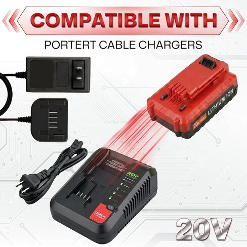 【2-Pack 20V 4000mAh】PCC685L Replacement for Porter Cable 20 Volt Battery | Compatible with Porter Cable 20V Battery Lithium PCC681L PCC685L PCC685LP PCC680L PCC682L PCC600 PCC640 Cordless Tools (Red) in Kuwait