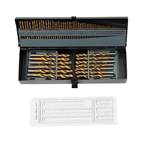 115Pcs 4241Drill Bit Set, Twist Jobber Drill Bit Kit for Stainless Steel, Hard Metal and Wood Plastic with Indexed Metal Case (A-Z, 1-60,1/16 Inch-1/2 Inch) in Kuwait