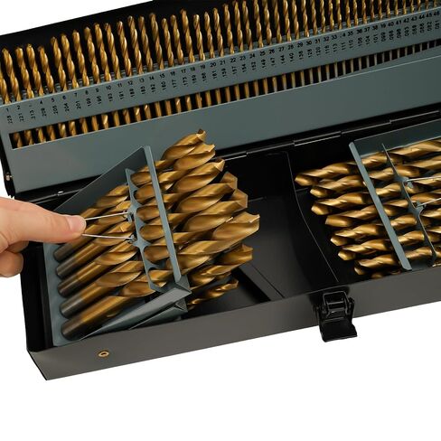 115Pcs 4241Drill Bit Set, Twist Jobber Drill Bit Kit for Stainless Steel, Hard Metal and Wood Plastic with Indexed Metal Case (A-Z, 1-60,1/16 Inch-1/2 Inch) in Kuwait