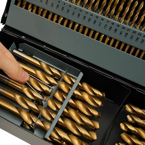 115Pcs 4241Drill Bit Set, Twist Jobber Drill Bit Kit for Stainless Steel, Hard Metal and Wood Plastic with Indexed Metal Case (A-Z, 1-60,1/16 Inch-1/2 Inch) in Kuwait
