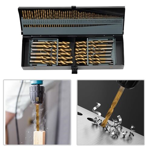 115Pcs 4241Drill Bit Set, Twist Jobber Drill Bit Kit for Stainless Steel, Hard Metal and Wood Plastic with Indexed Metal Case (A-Z, 1-60,1/16 Inch-1/2 Inch) in Kuwait