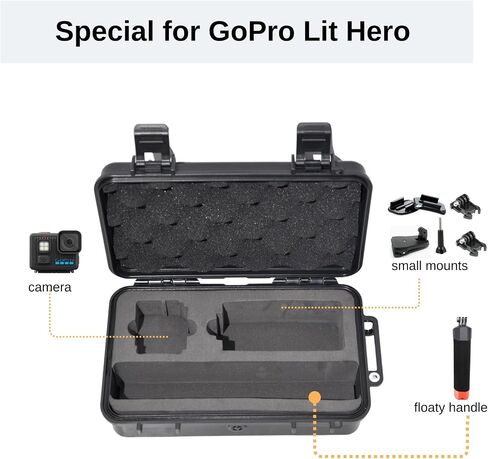 حقيبة حمل لـ GoPro Lit Hero | IP67 مقاوم للماء، مقاوم للغبار، مقاوم للصدمات، جراب صلب، يناسب قبضة الطفو، أثناء السفر in Kuwait
