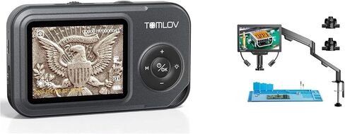 TOMLOV P50 Handheld Digital Microscope: Adjustable Focus Coin Microscope with 2.4" IPS Screen+TOMLOV 3D Digital Microscope for Soldering in Kuwait