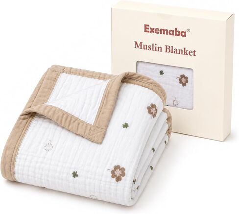Muslin Baby Blanket, 6-Layer Cotton Infant Crib Quilt(Sage Rabbit) | Oversize 42"x43" Newborn Swaddle Receiving Blanket, Toddler Stroller Nursery blanket for Boys Girls, Kids Bath Towel in Saudi Arabia