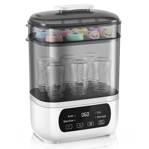 AMZBABYCHEF Baby Bottle Steamer and Dryer, Electric Steamer and Dryer for Baby Bottles, 4-in-1 Bottle Steamer and Dryer, Universal Fit for All Bottles, LED Touch Screen, Auto Shut-Off in Saudi Arabia