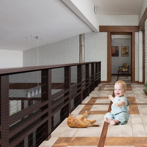 Stairway Net, Baby Gate for Stairs with No Drilling, Baby Safety Banister Guard Rail Net, 18 ft L x 2.66 ft H, Safety Net Balcony Banister Stair Net for Child, Small pet,Toy- Indoor & Outdoor(Black) in Kuwait