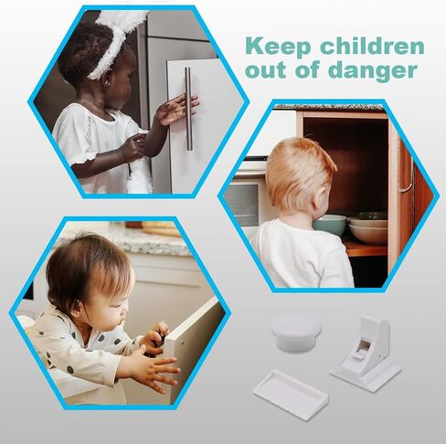 Magnetic Drawer Locks for Baby Proofing, Child Safety Magnet Cabinet Lock, Safety First Adhesive Magnetic Locks for Cupboard and Pantry Door (4Locks + 1Key) in Saudi Arabia
