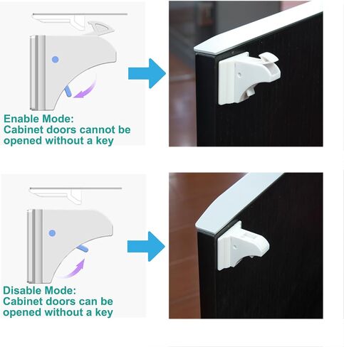 Magnetic Drawer Locks for Baby Proofing, Child Safety Magnet Cabinet Lock, Safety First Adhesive Magnetic Locks for Cupboard and Pantry Door (4Locks + 1Key) in Saudi Arabia
