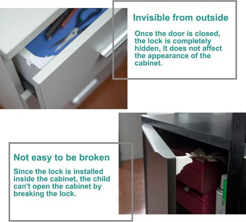 Magnetic Drawer Locks for Baby Proofing, Child Safety Magnet Cabinet Lock, Safety First Adhesive Magnetic Locks for Cupboard and Pantry Door (4Locks + 1Key) in Saudi Arabia