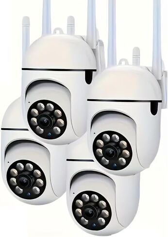 4 piece Wireless WiFi Home Surveillance Camera,1080p Dual-View PTZ Dome Camera,2.4GHz Security Camera,Color Night Vision,Automatic Tracking Two-Way Voice Motion Detection,iOS/Android System in Kuwait