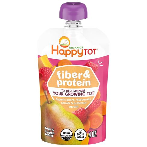 Happy Tot Organics Baby Food Fibre Protein Peer Raspberry Squash Organic, 4 Ounce (Pack of 4) in Saudi Arabia