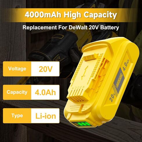 BATTOOL 2-Pack 4.0Ah Replacement for Dewalt 20V Max Battery and Charger Combo 12V/20V DCB112 Charger Compatible with 20 Volt Dewalt Batteries DCB200 DCB203 DCB204 DCB206 and Power Tools in Saudi Arabia
