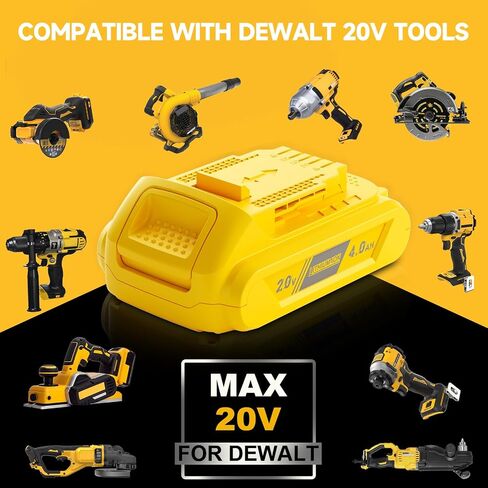 BATTOOL 2-Pack 4.0Ah Replacement for Dewalt 20V Max Battery and Charger Combo 12V/20V DCB112 Charger Compatible with 20 Volt Dewalt Batteries DCB200 DCB203 DCB204 DCB206 and Power Tools in Saudi Arabia