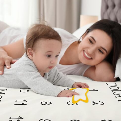 Cartoon Jungle Animal Baby Monthly Milestone Blanket Baby Shower Memory Picture Recording Blanket Newborn Growth Record Photo Shooting Background Prop, 60"x40" with Frame in Saudi Arabia